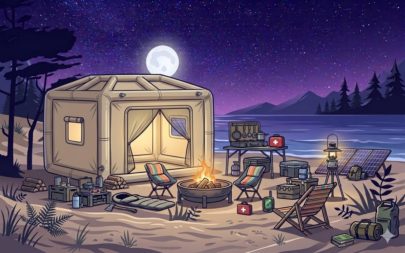 Горный лагерь с палатками