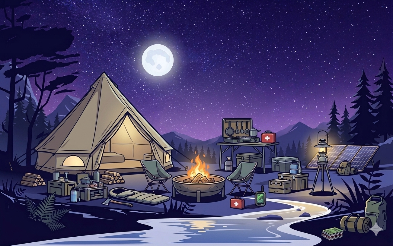 Автомобиль у озера во время заката